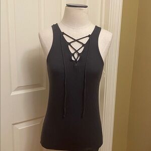 NWT Aerie Real Soft Tie Front Ribbed Tank L
